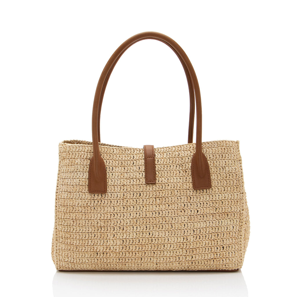 Saint Laurent Raffia Panier Rectangle Tote (SHF-QgBIXZ)