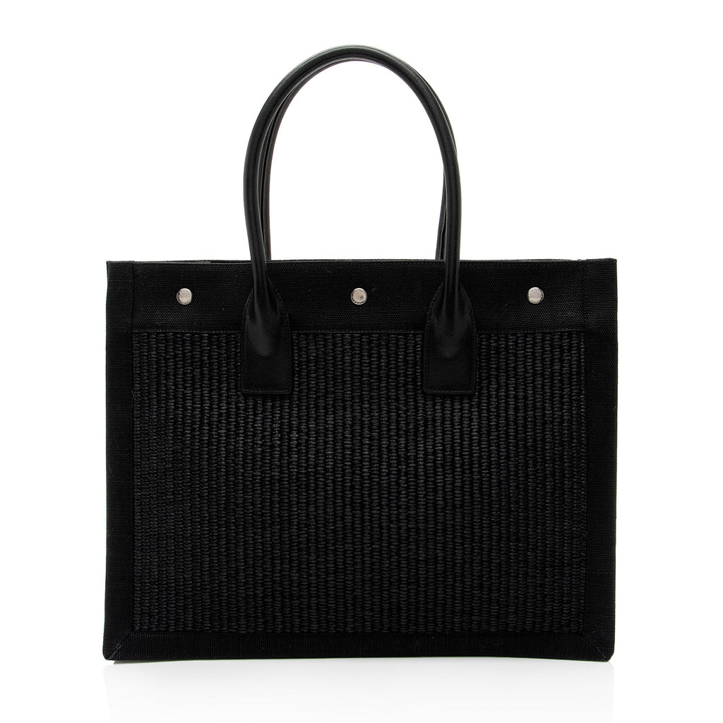 Saint Laurent Raffia Rive Gauche Small Tote (SHF-o84soV)