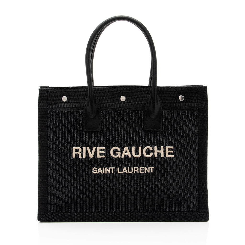 Saint Laurent Raffia Rive Gauche Small Tote (SHF-o84soV)