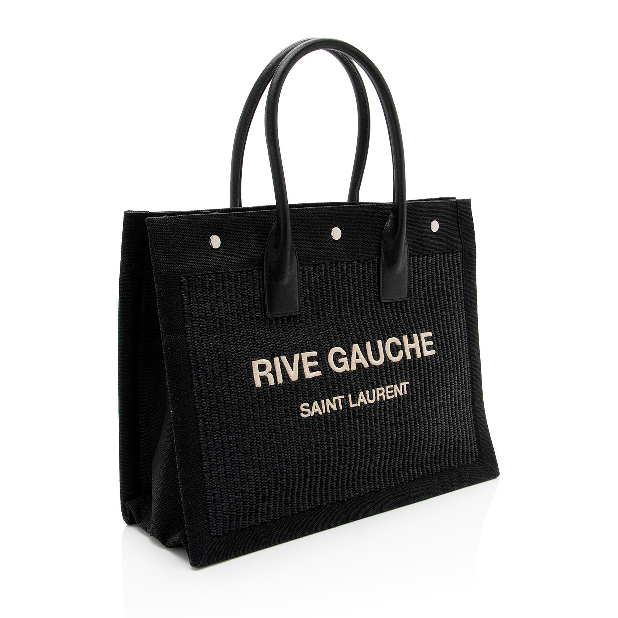 Saint Laurent Raffia Rive Gauche Small Tote (SHF-o84soV)