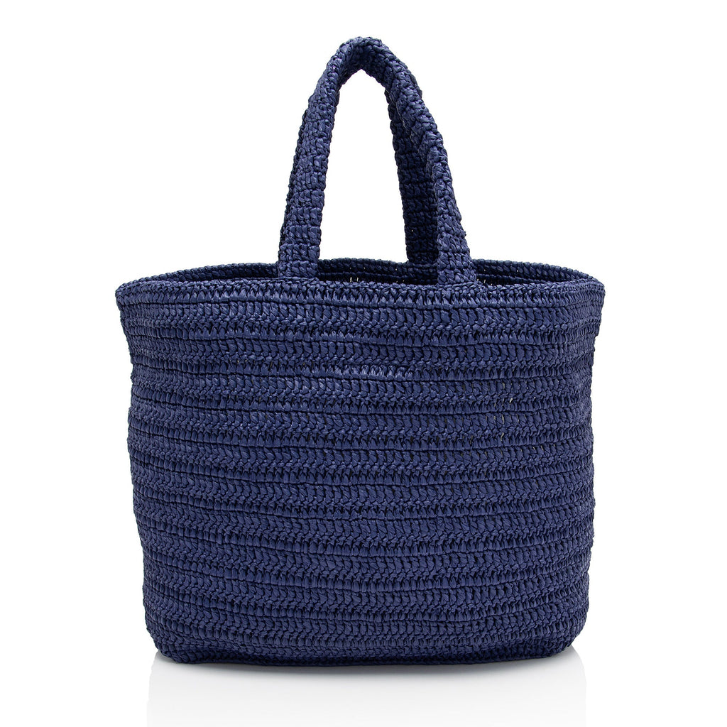 Saint Laurent Raffia Crochet Rive Gauche Tote (SHF-wRDZQh)