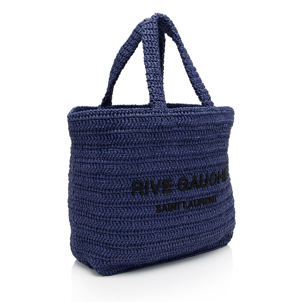 Saint Laurent Raffia Crochet Rive Gauche Tote (SHF-wRDZQh)