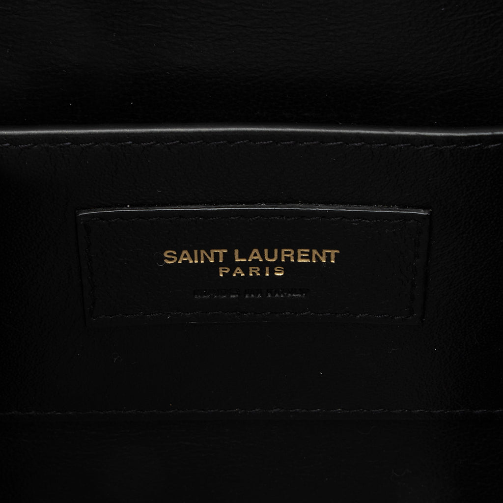 Saint Laurent Smooth Calfskin Monogram Le 61 Saddle Small Crossbody Bag (SHF-23810)