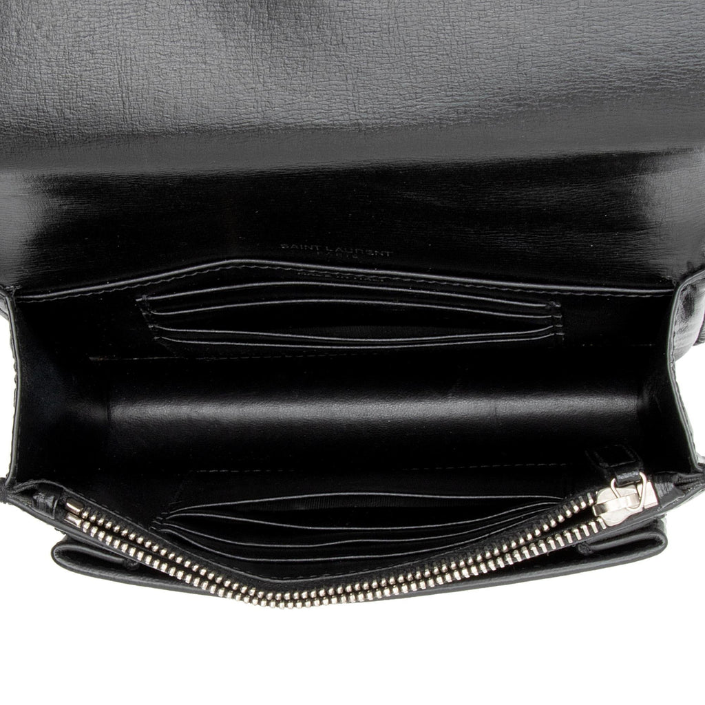 Saint Laurent Smooth Calfskin Monogram Sunset Mini Wallet on Chain Bag (SHF-DINzFy)
