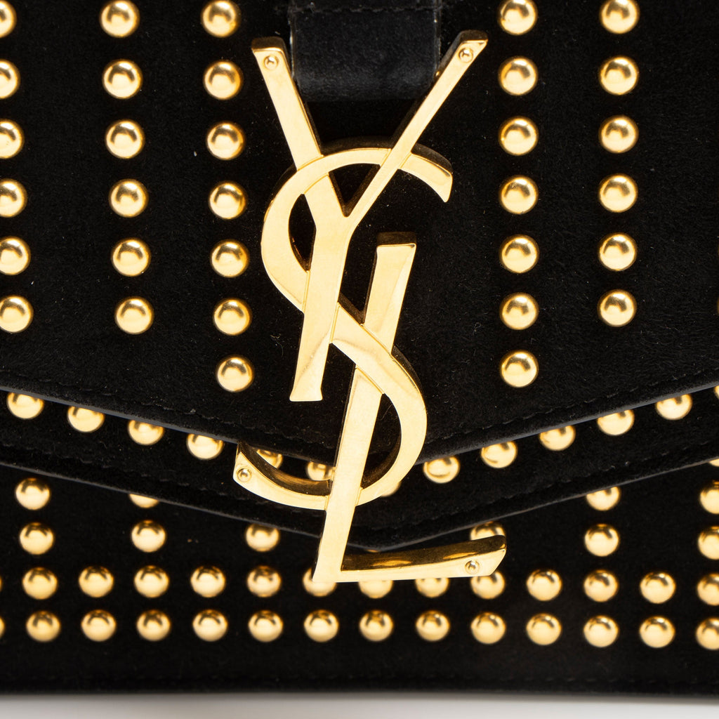 Saint Laurent Studded Suede Monogram Sulpice Medium Shoulder Bag