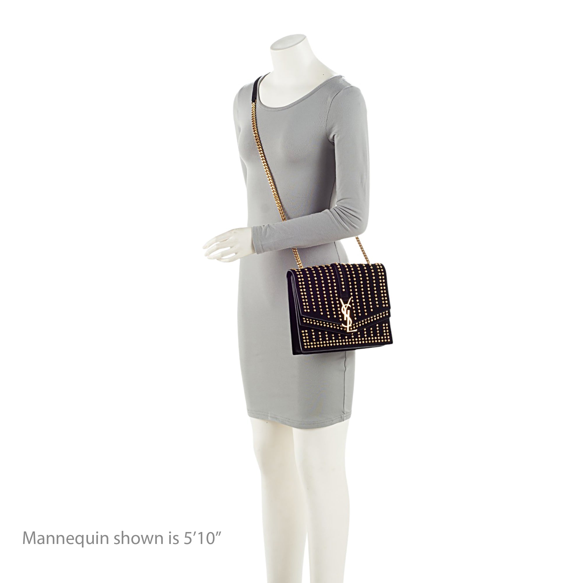 Saint Laurent Studded Suede Monogram Sulpice Medium Shoulder Bag