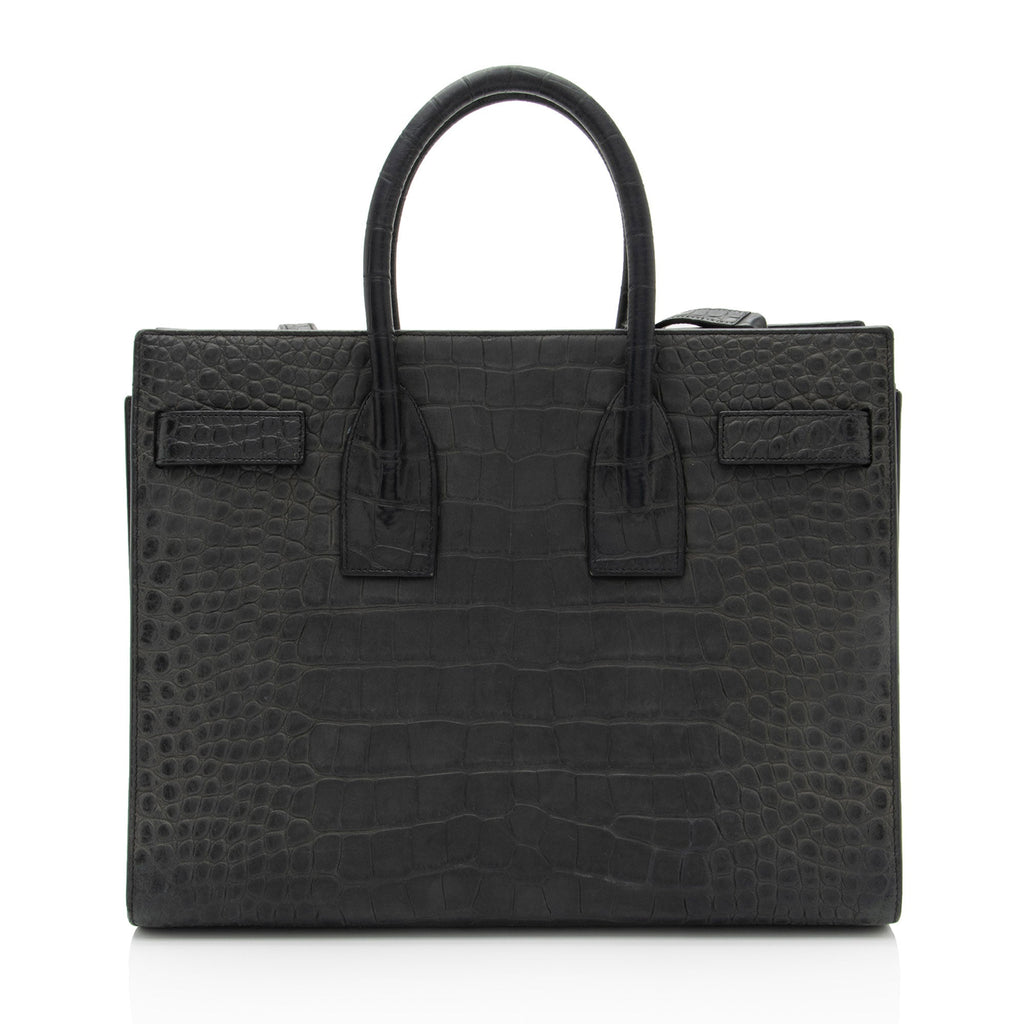 Saint Laurent Suede Croc Embossed Sac De Jour Small Tote (SHF-KNTdV6)