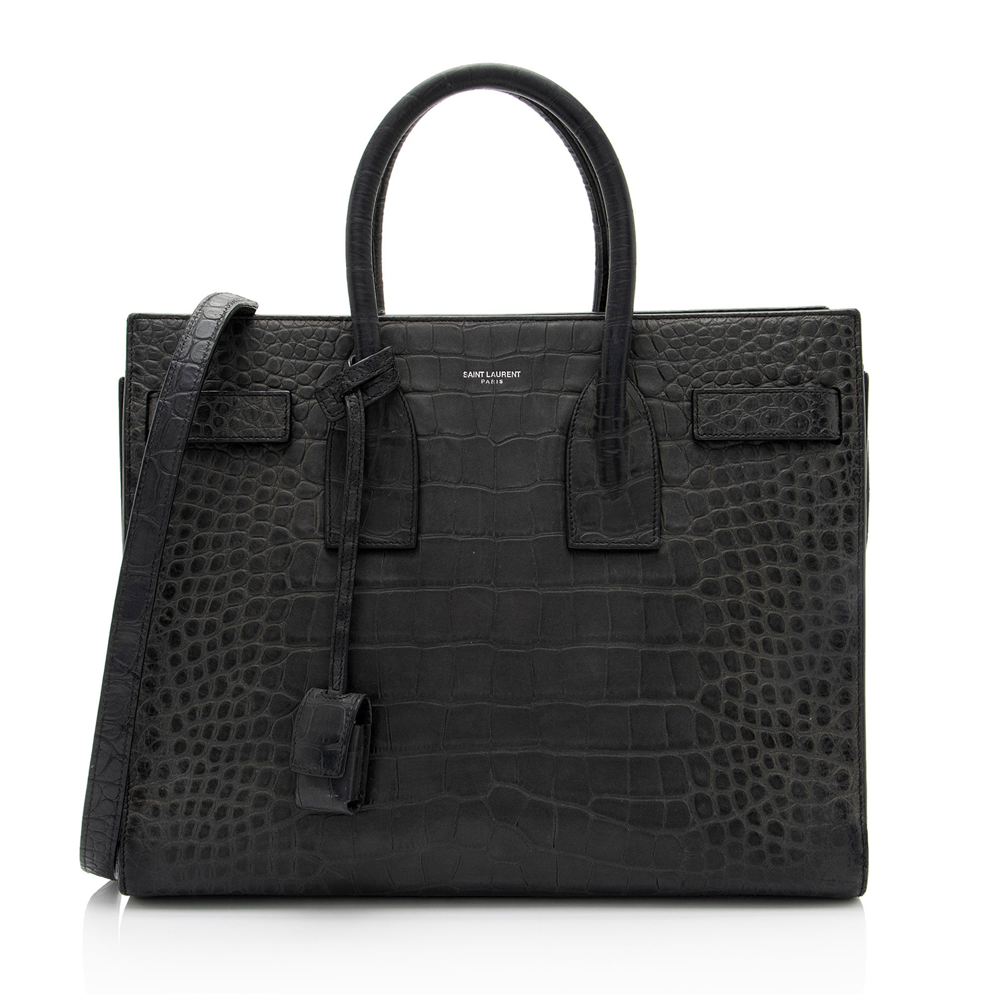 Saint Laurent Suede Croc Embossed Sac De Jour Small Tote (SHF-KNTdV6)