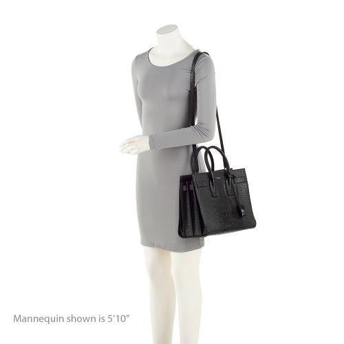 Saint Laurent Suede Croc Embossed Sac De Jour Small Tote (SHF-KNTdV6)