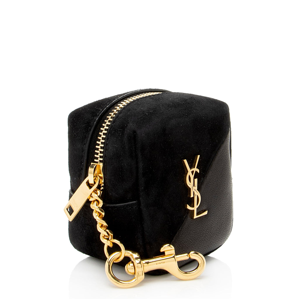 Saint Laurent Suede Lambskin Monogram Jaime Cube Charm