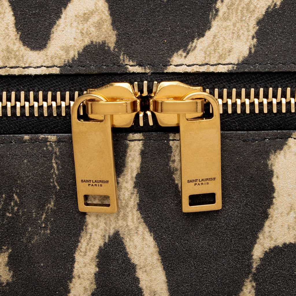 Saint Laurent Suede Leopard Print Camden Tote (SHF-YPOyM8)