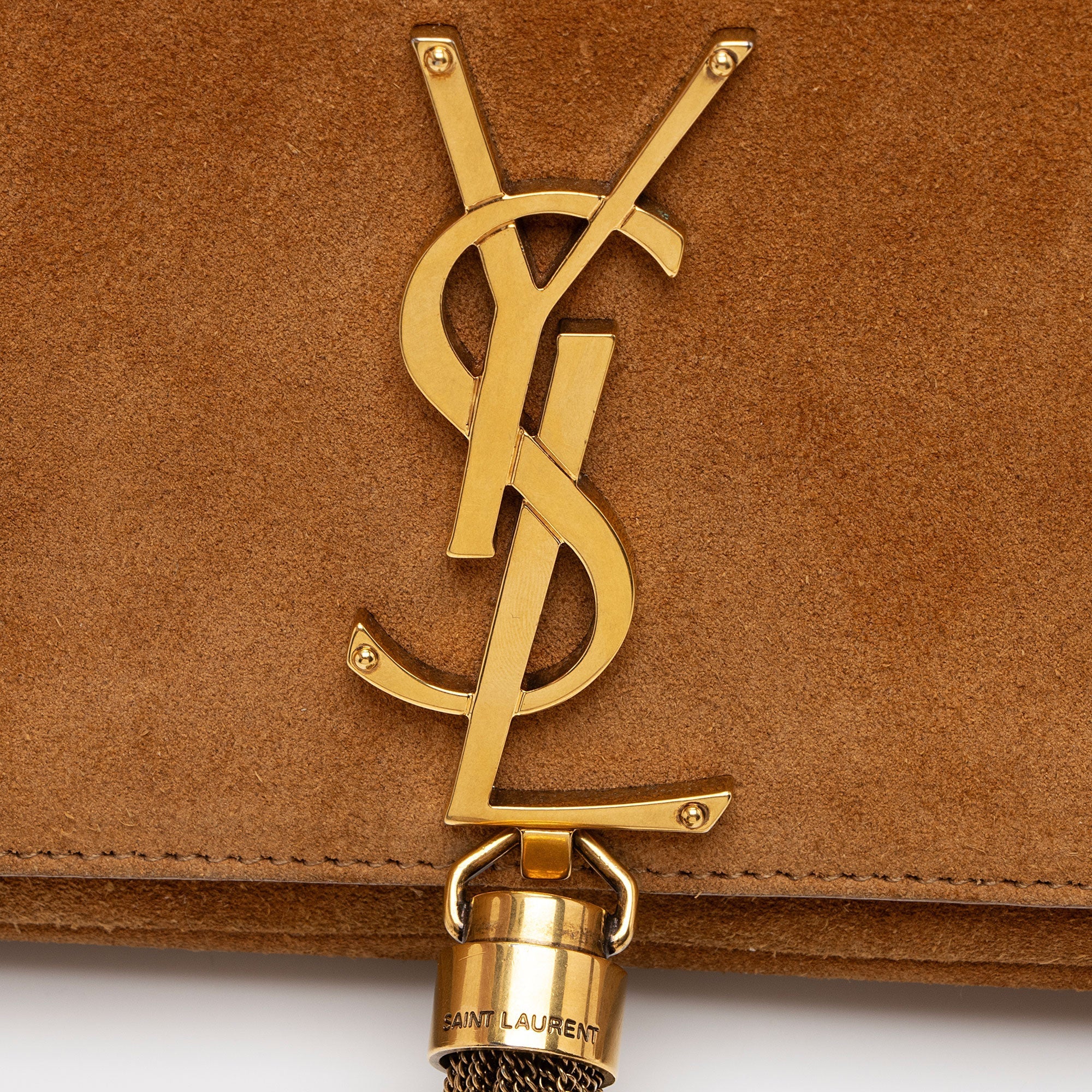 Saint Laurent Suede Monogram Kate 99 Tassel Shoulder Bag (SHF-5iTIHq)