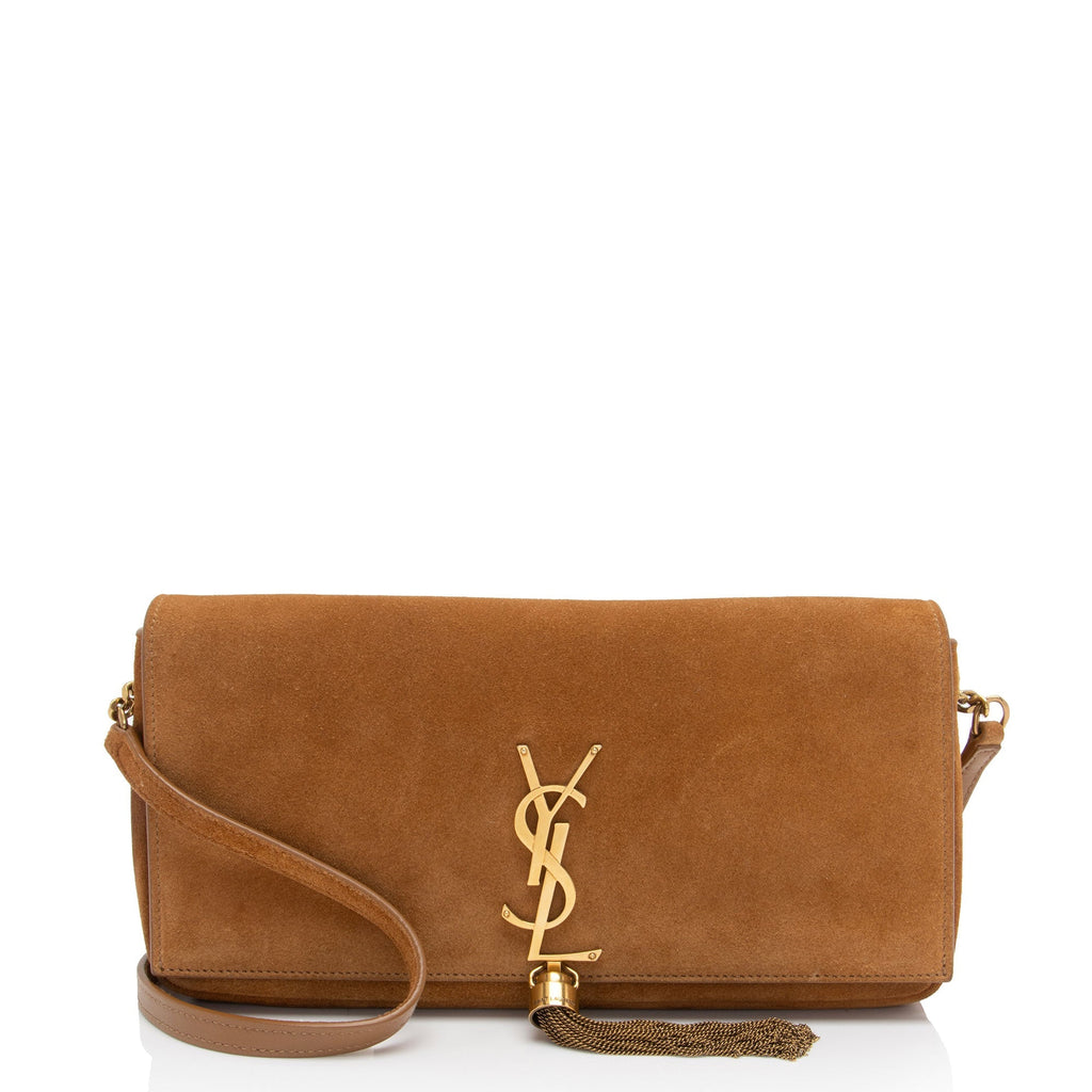 Saint Laurent Suede Monogram Kate 99 Tassel Shoulder Bag (SHF-5iTIHq)