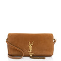 Saint Laurent Suede Monogram Kate 99 Tassel Shoulder Bag (SHF-5iTIHq)