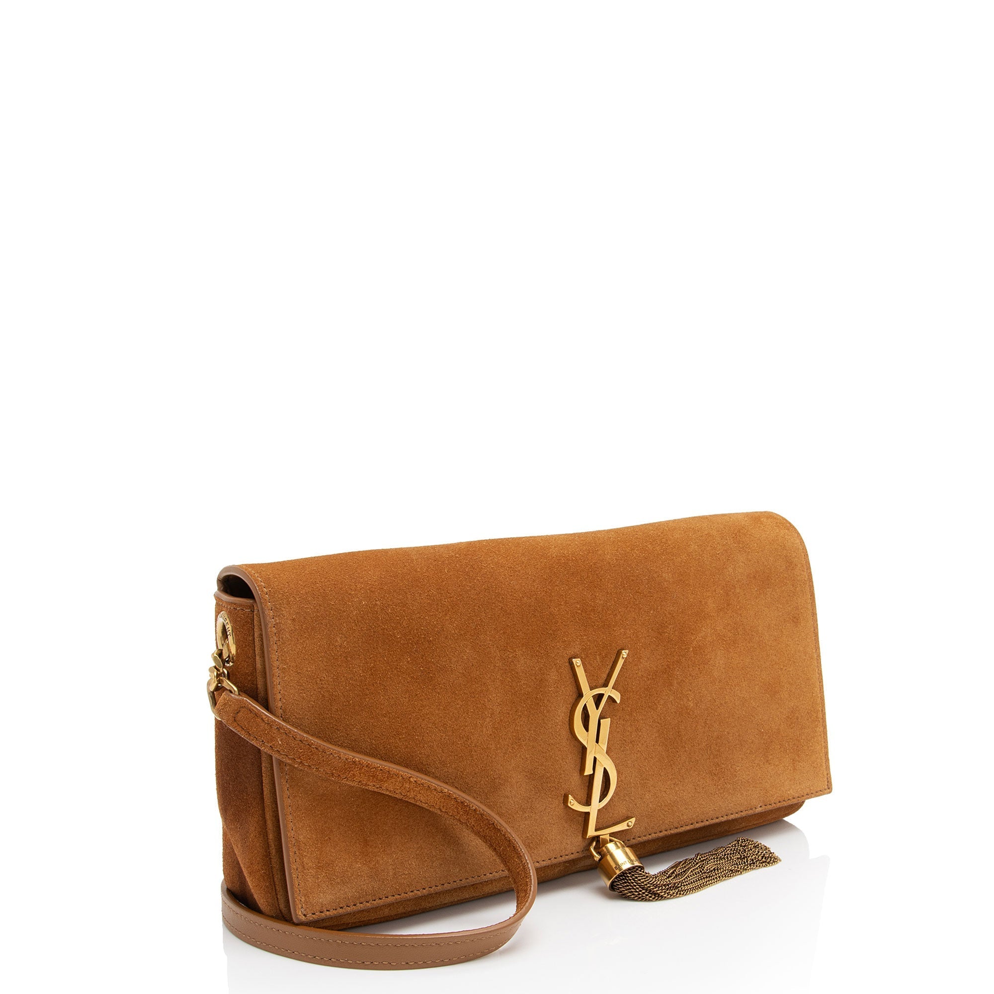 Saint Laurent Suede Monogram Kate 99 Tassel Shoulder Bag (SHF-5iTIHq)