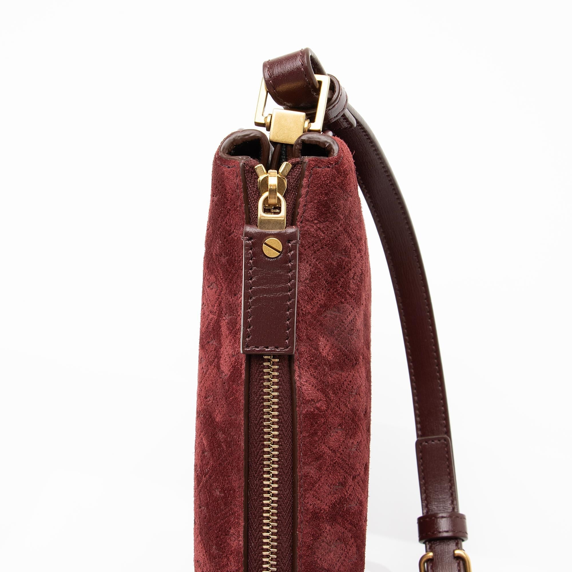 Saint Laurent Suede Monogram King Palm Crossbody (SHF-23057)