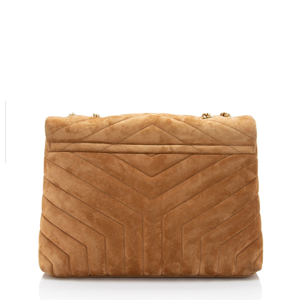 Saint Laurent Suede Monogram LouLou Chain Medium Shoulder Bag