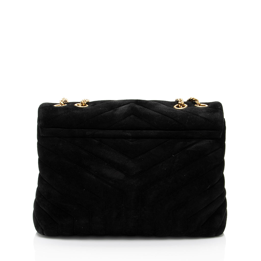 Saint Laurent Suede Monogram LouLou Chain Medium Shoulder Bag
