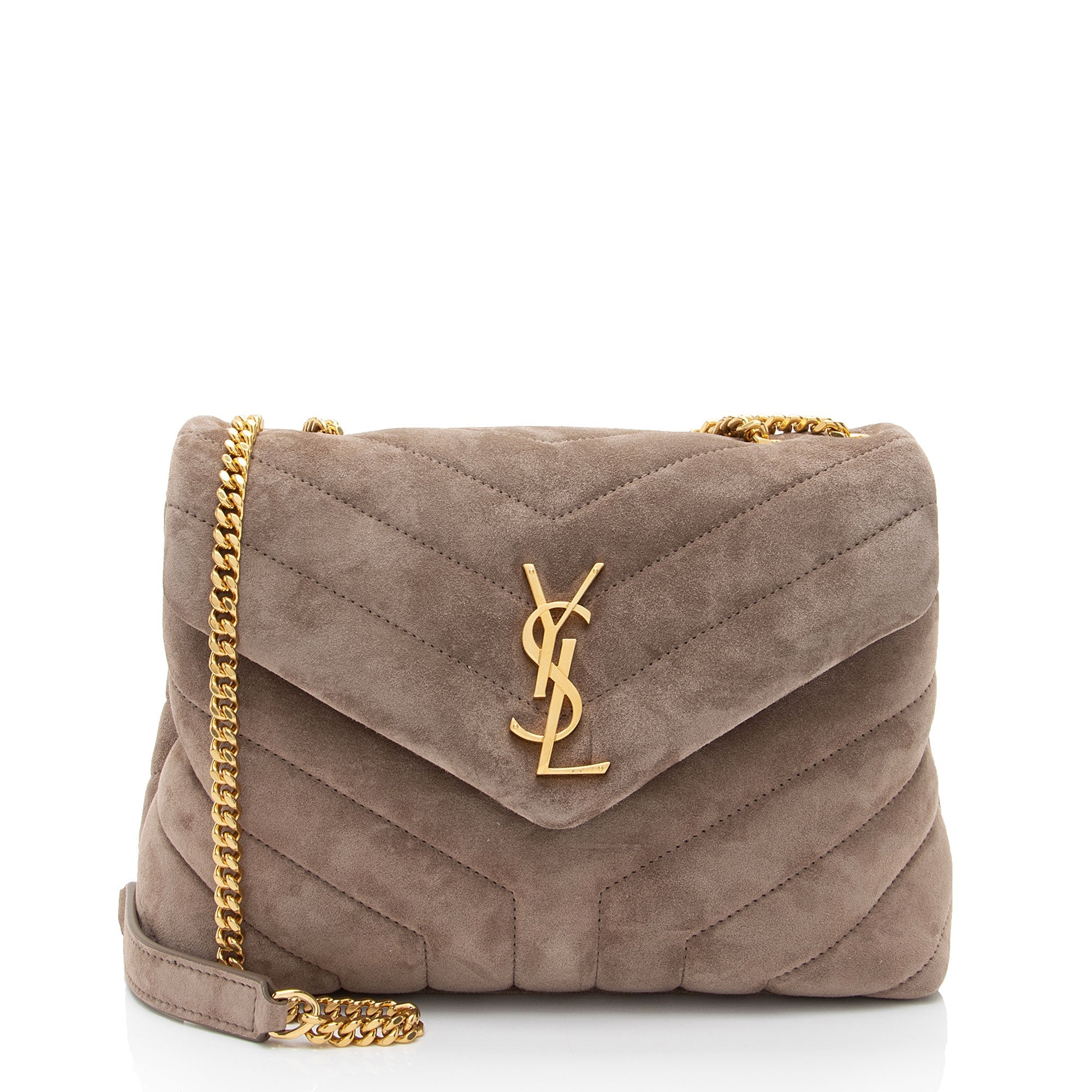 Saint Laurent Suede Monogram LouLou Chain Small Crossbody (SHF-JtlYPP)