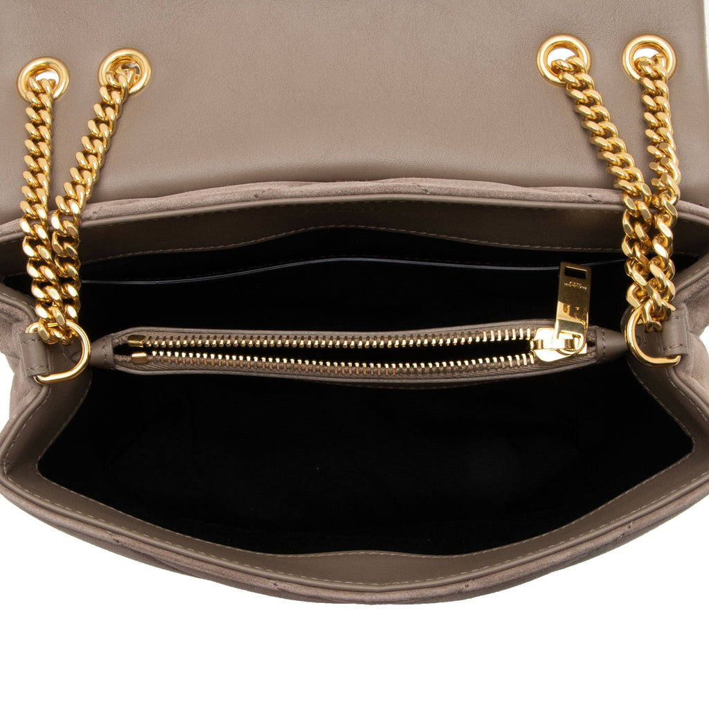 Saint Laurent Suede Monogram LouLou Chain Small Crossbody (SHF-JtlYPP)