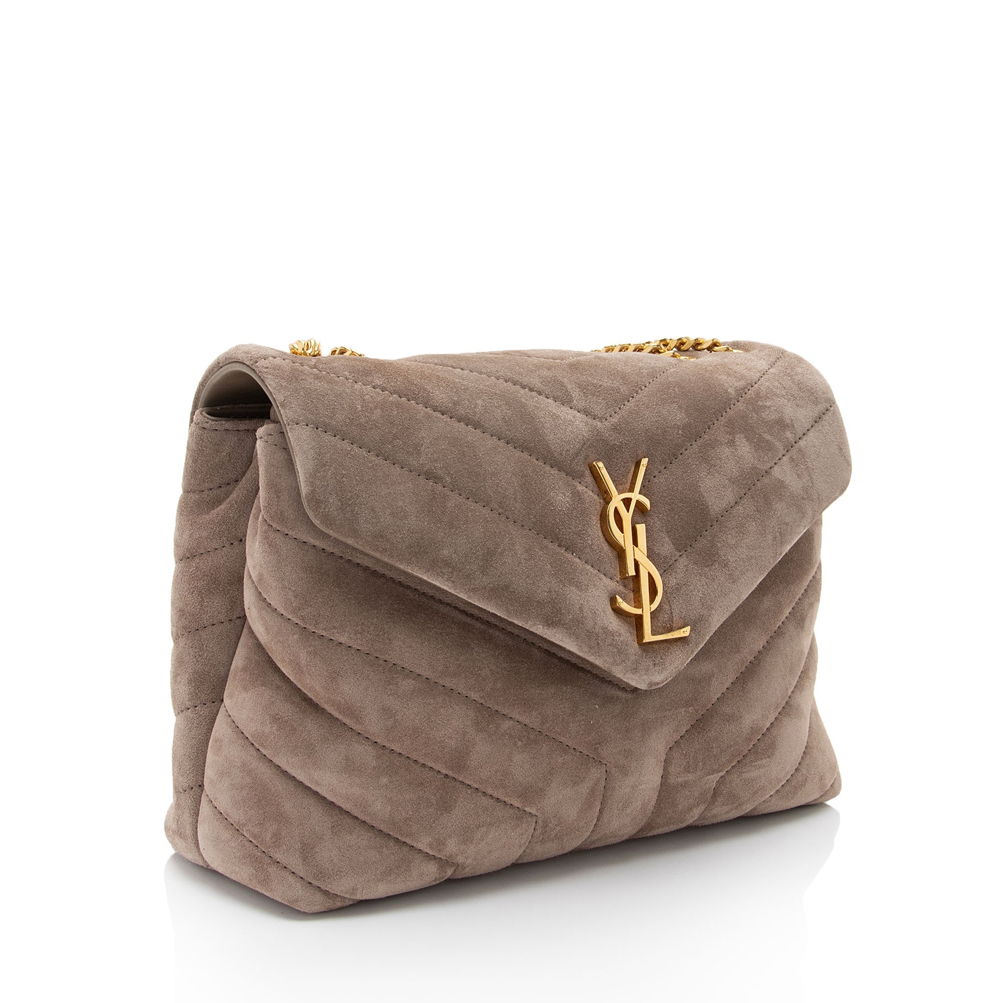 Saint Laurent Suede Monogram LouLou Chain Small Crossbody (SHF-JtlYPP)