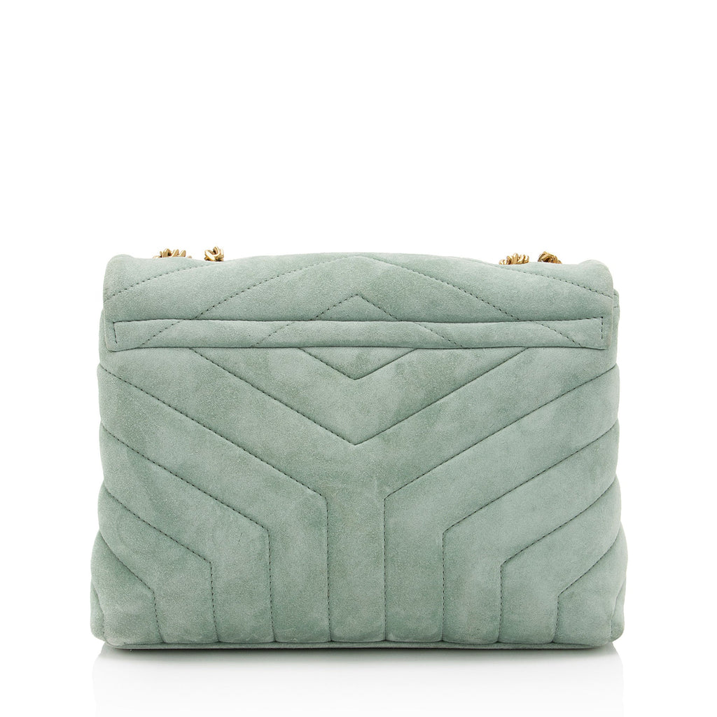 Saint Laurent Suede Monogram LouLou Chain Small Crossbody Bag (SHF-5HorIW)