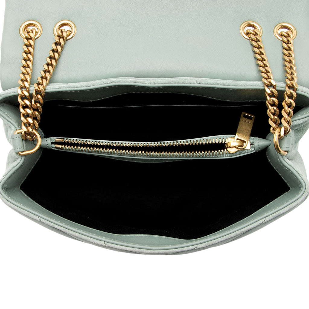 Saint Laurent Suede Monogram LouLou Chain Small Crossbody Bag (SHF-5HorIW)