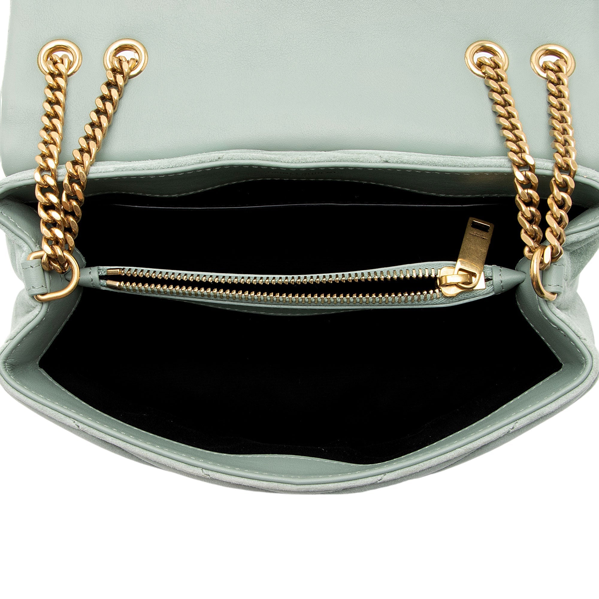 Saint Laurent Suede Monogram LouLou Chain Small Crossbody Bag (SHF-5HorIW)