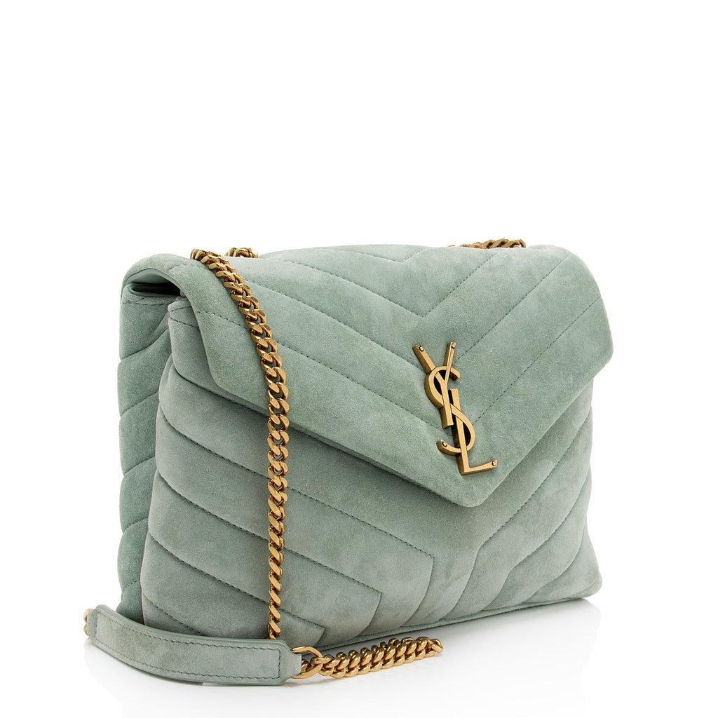Saint Laurent Suede Monogram LouLou Chain Small Crossbody Bag (SHF-5HorIW)