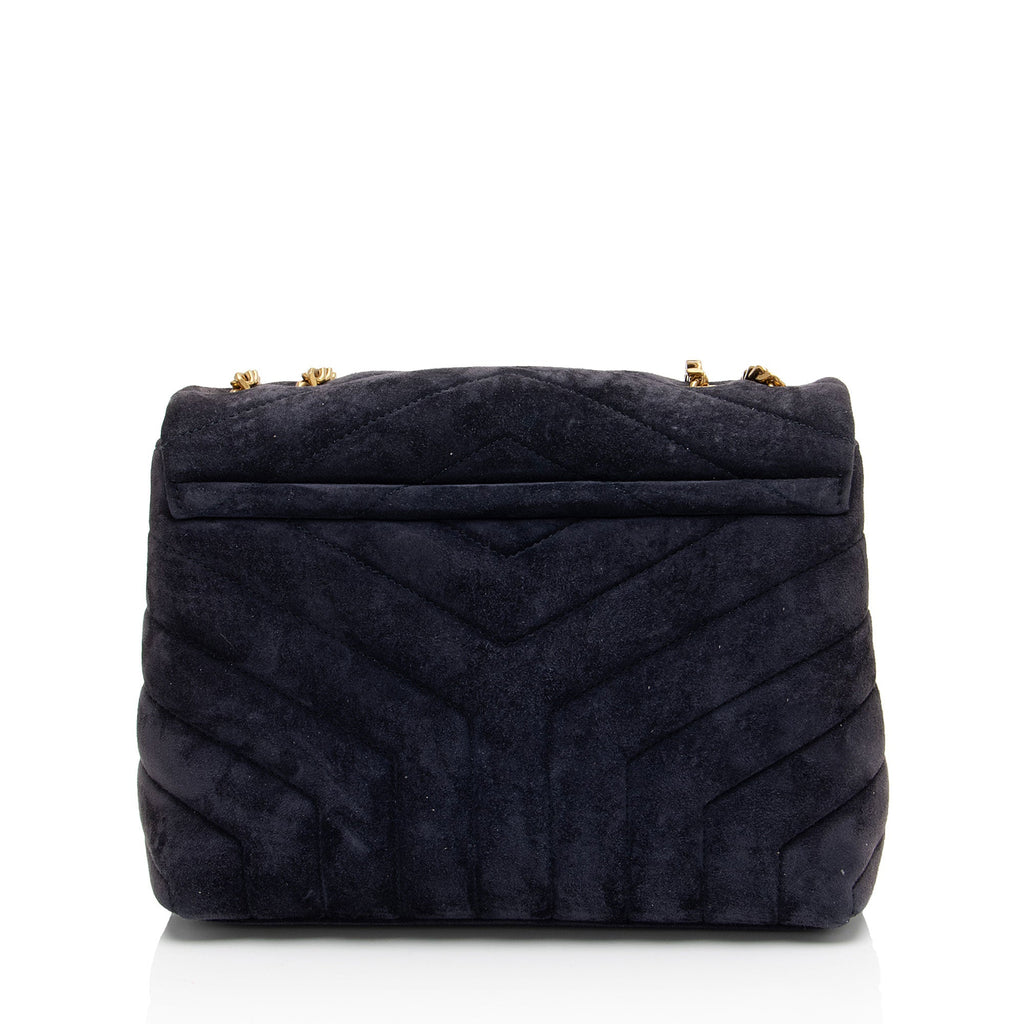 Saint Laurent Suede Monogram LouLou Chain Small Crossbody