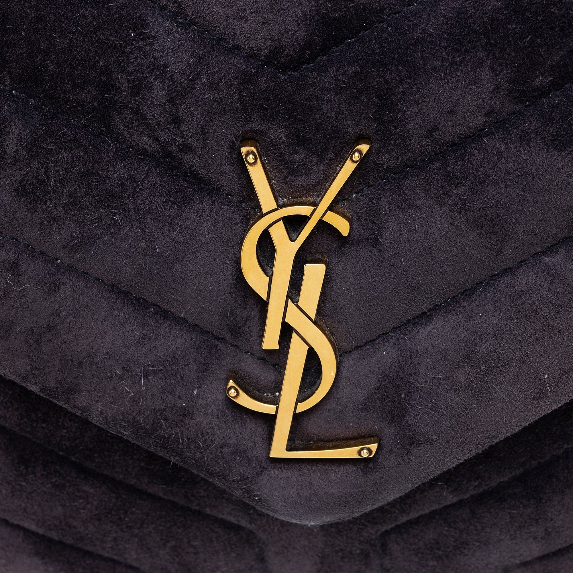 Saint Laurent Suede Monogram LouLou Chain Small Crossbody