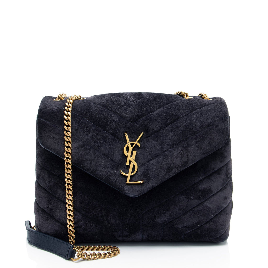 Saint Laurent Suede Monogram LouLou Chain Small Crossbody