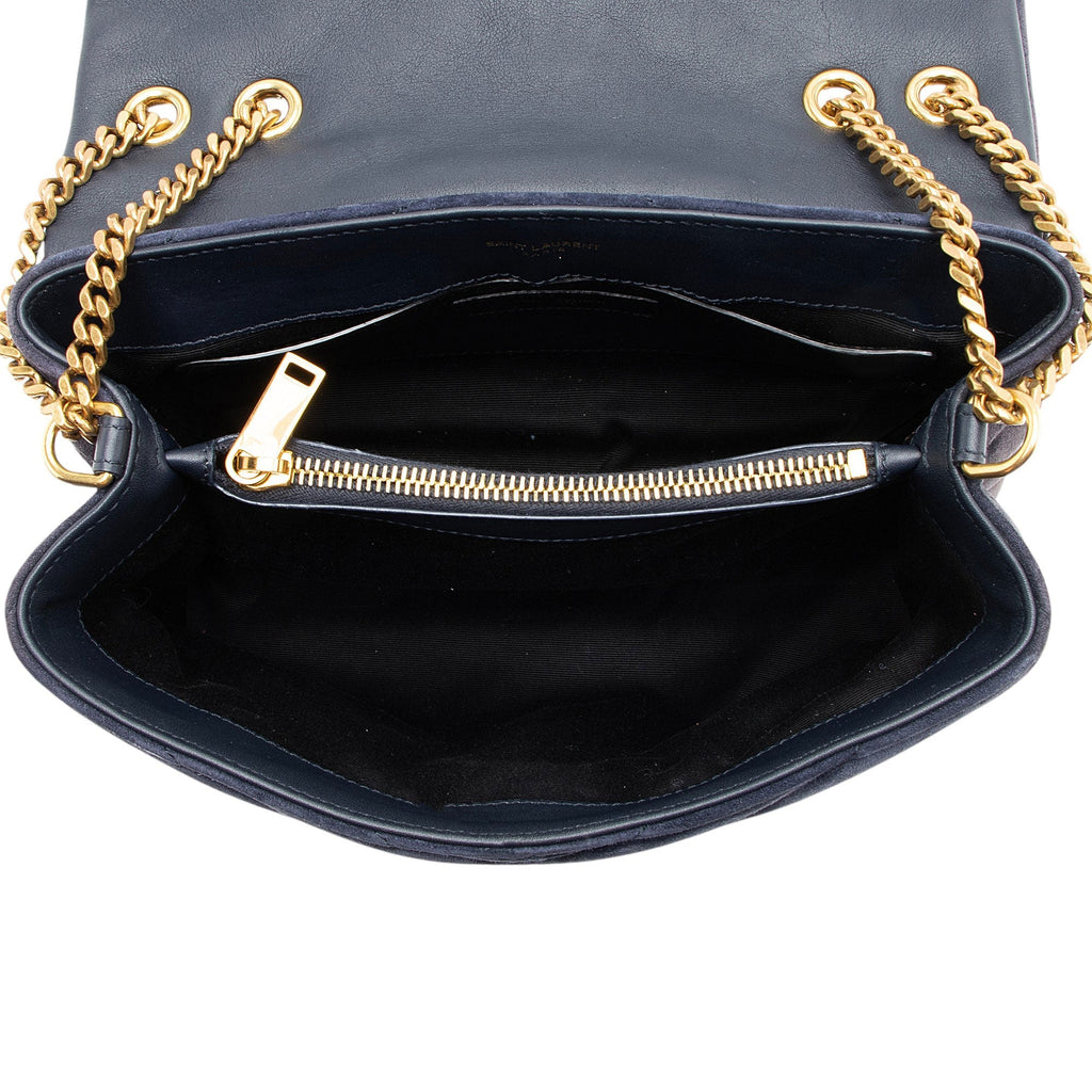 Saint Laurent Suede Monogram LouLou Chain Small Crossbody