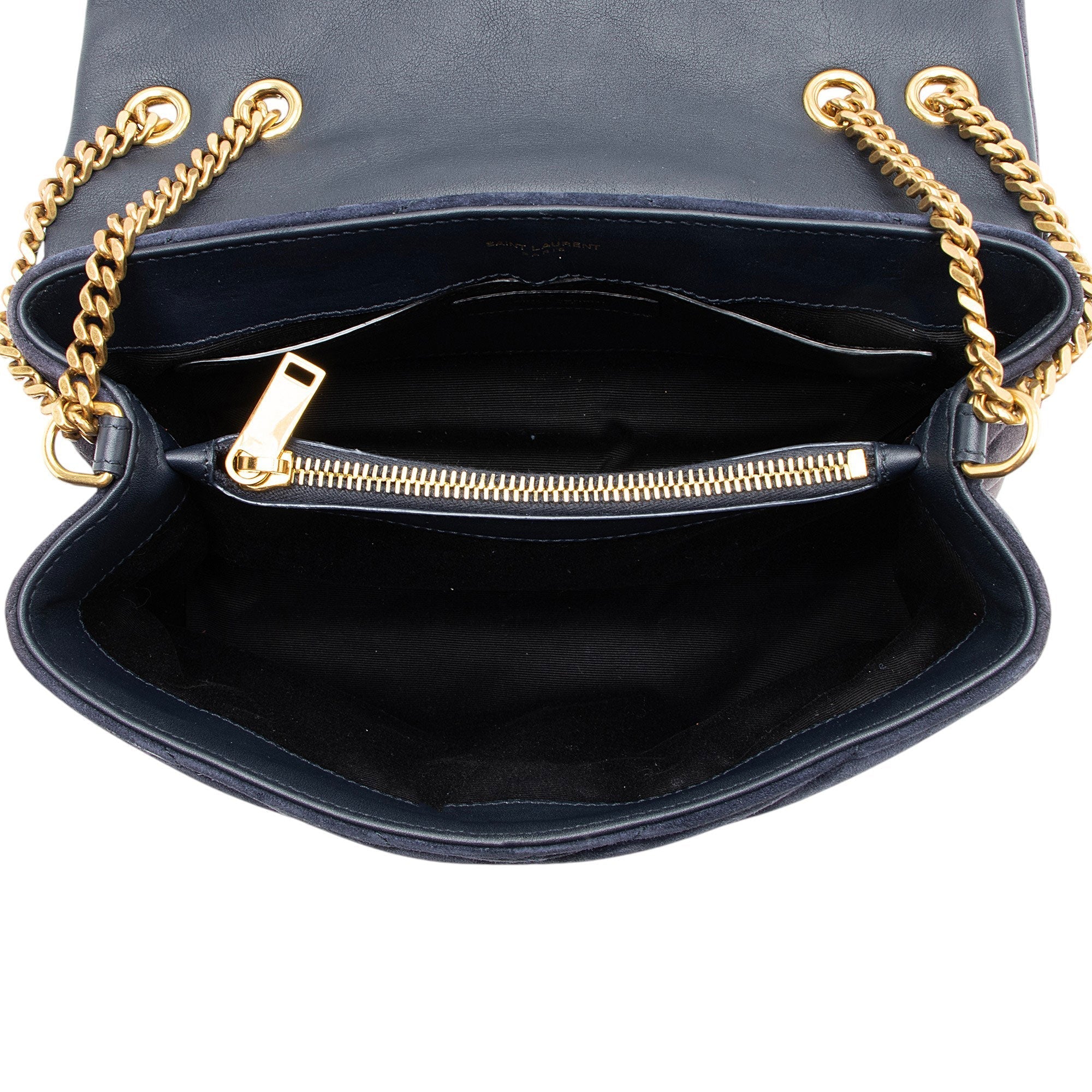 Saint Laurent Suede Monogram LouLou Chain Small Crossbody
