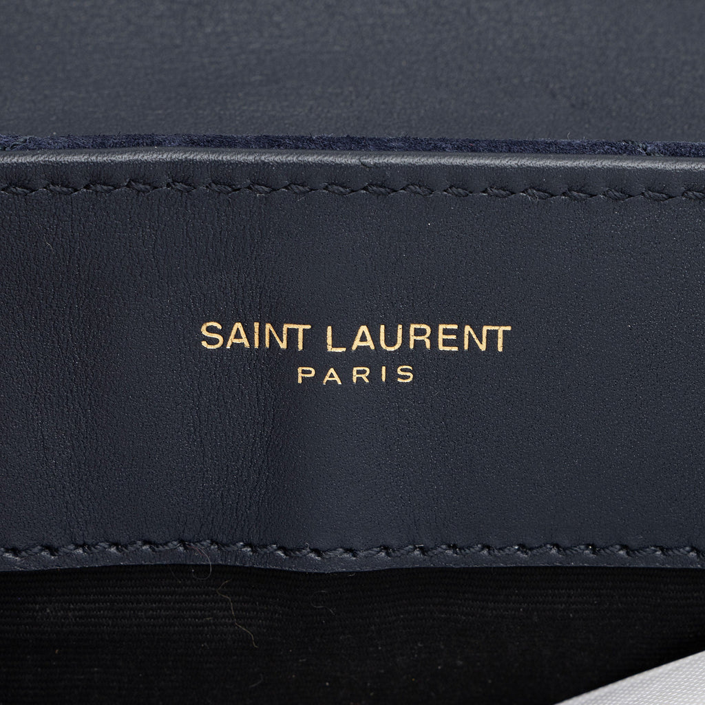 Saint Laurent Suede Monogram LouLou Chain Small Crossbody