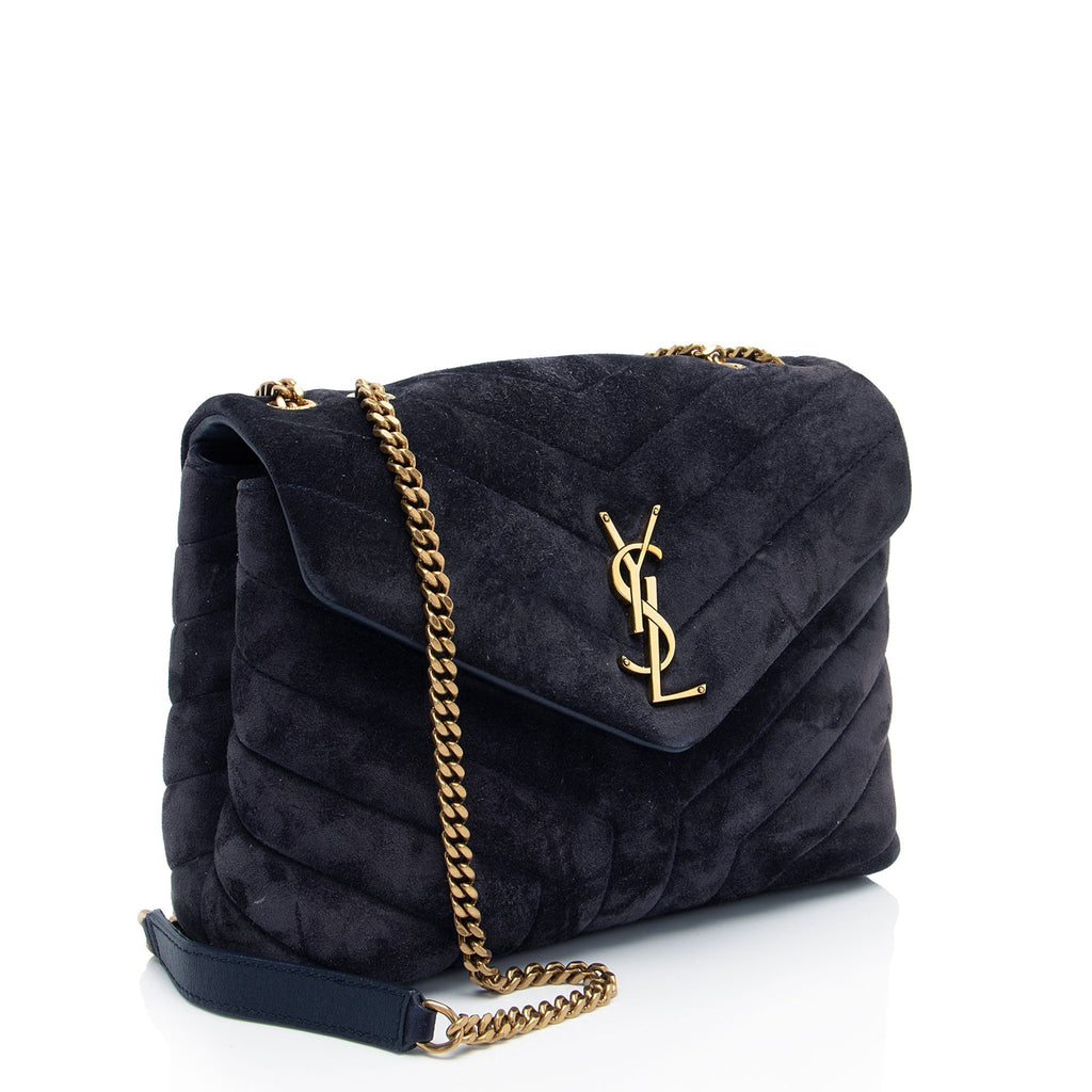 Saint Laurent Suede Monogram LouLou Chain Small Crossbody