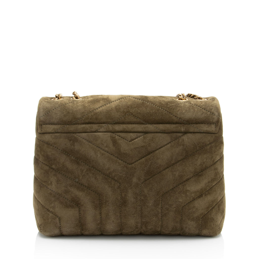 Saint Laurent Suede Monogram LouLou Chain Small Crossbody
