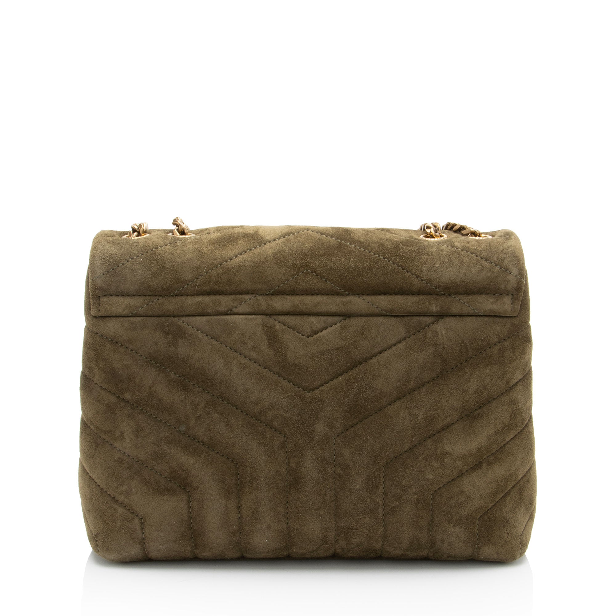 Saint Laurent Suede Monogram LouLou Chain Small Crossbody