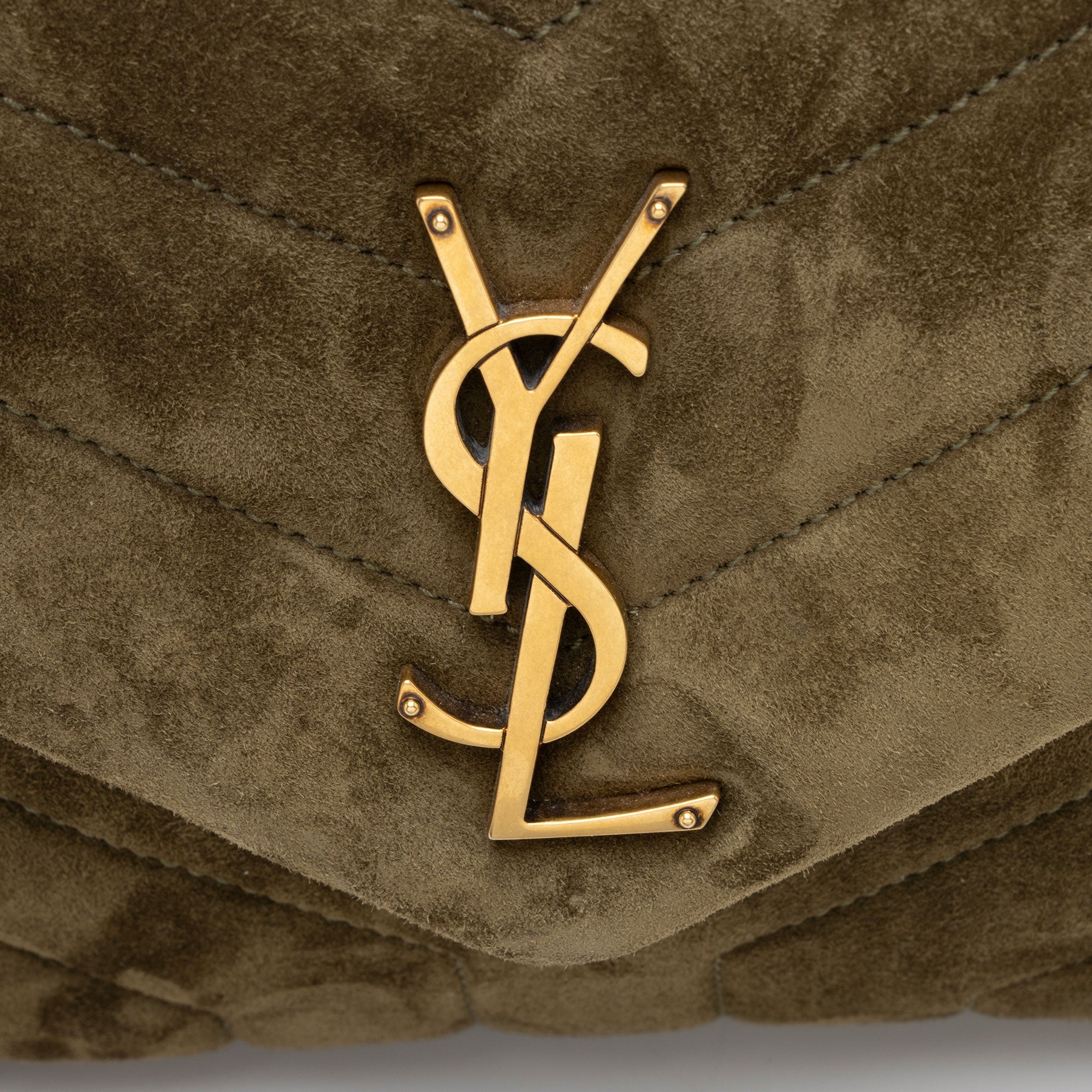 Saint Laurent Suede Monogram LouLou Chain Small Crossbody