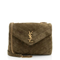 Saint Laurent Suede Monogram LouLou Chain Small Crossbody