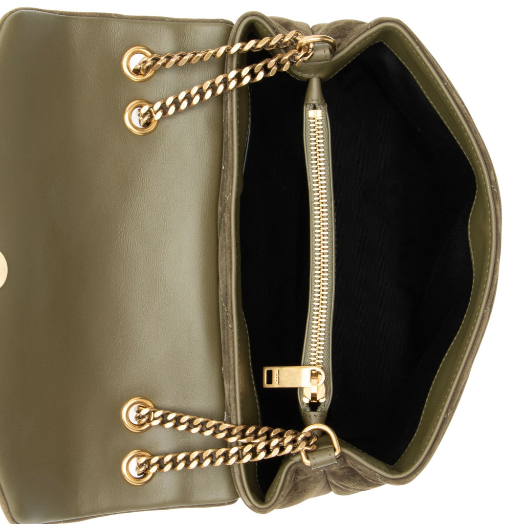 Saint Laurent Suede Monogram LouLou Chain Small Crossbody