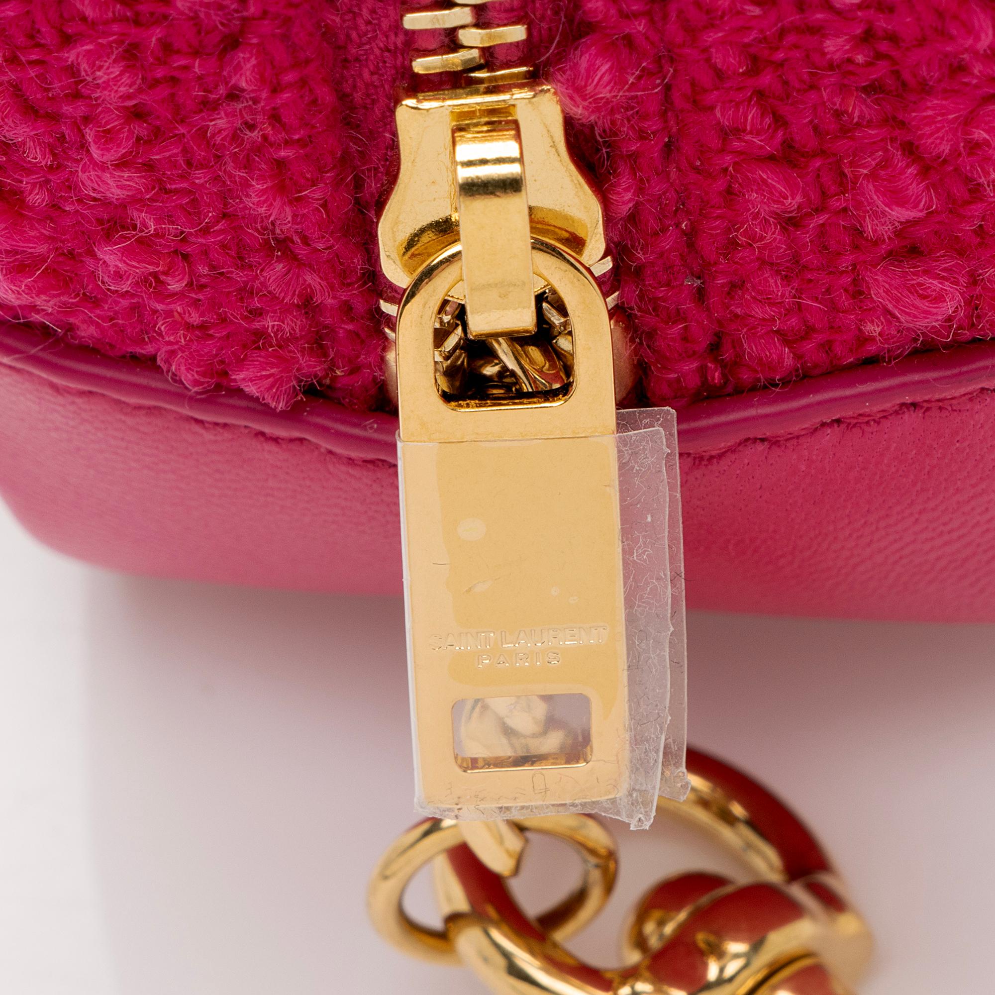 Saint Laurent Tweed Lambskin Monogram Jaime Cube Charm (SHF-LTFDpm)