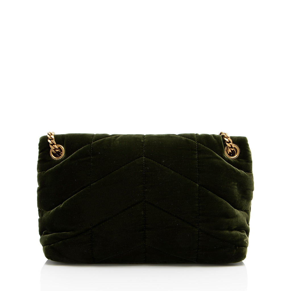 Saint Laurent Velvet Monogram Puffer LouLou Small Shoulder Bag