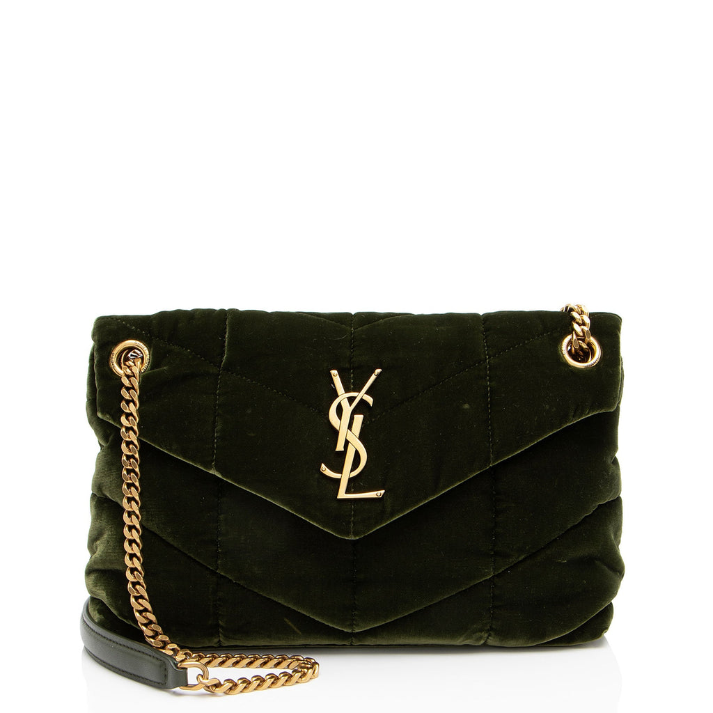 Saint Laurent Velvet Monogram Puffer LouLou Small Shoulder Bag