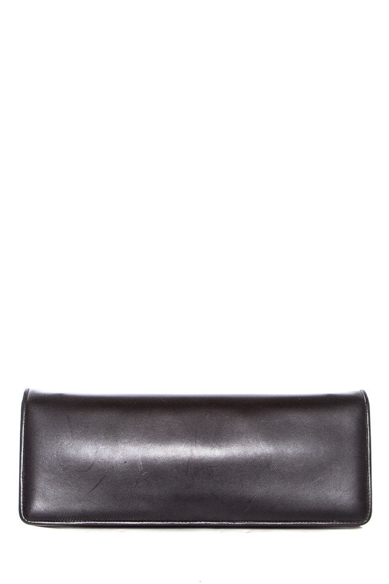 SaLouis Vuittonatore Ferragamo Black Leather Magnetic Closure Clutch