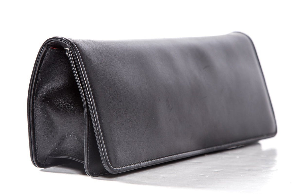 SaLouis Vuittonatore Ferragamo Black Leather Magnetic Closure Clutch