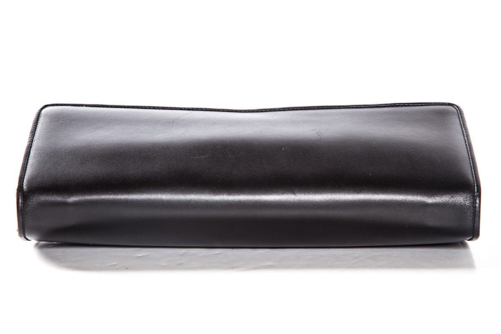 SaLouis Vuittonatore Ferragamo Black Leather Magnetic Closure Clutch