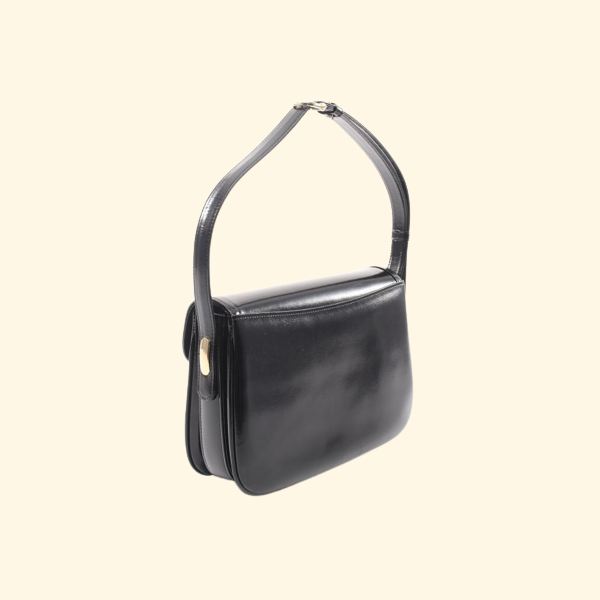 Celineline Shoulder Bag Leather Black Carriage Fittings