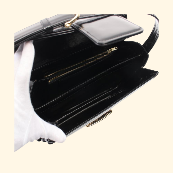 Celineline Shoulder Bag Leather Black Carriage Fittings