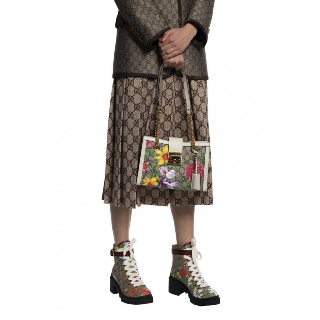 Small Padlock GG Flora Shoulder Bag